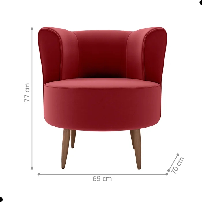 Poltrona Decorativa para Sala Amapá Veludo Vinho