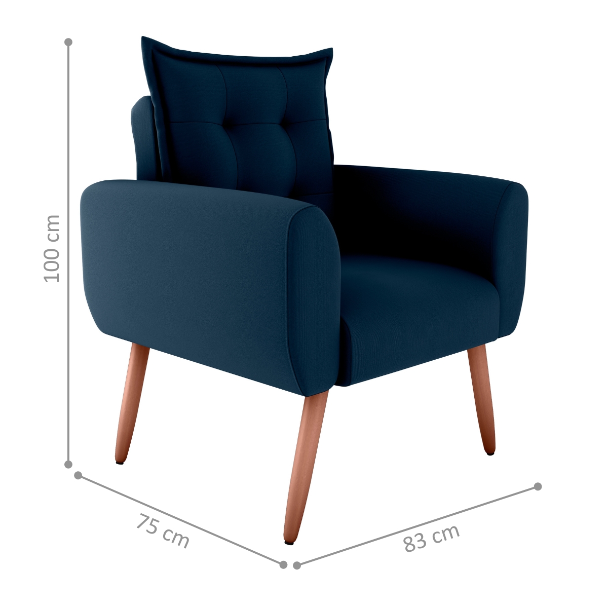 Poltrona Decorativa para Sala Arcos Suede Azul