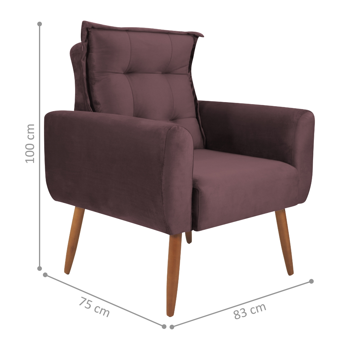 Poltrona Decorativa para Sala Arcos Veludo Rosê