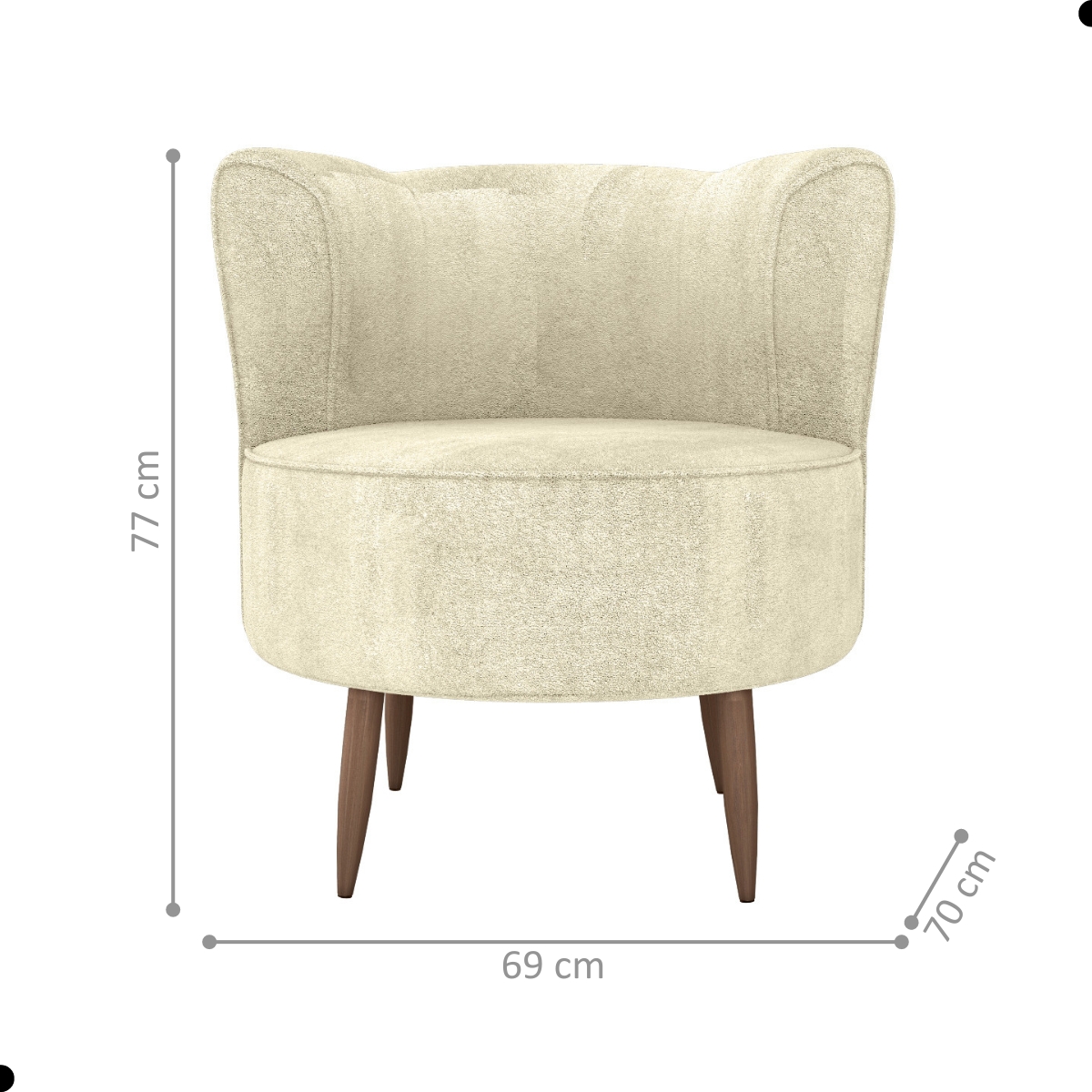Poltrona Decorativa para Sala Ariel  Boucle Bege