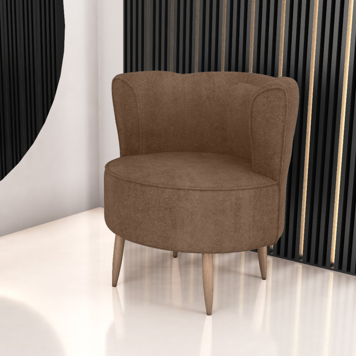 Poltrona Decorativa para Sala Ariel  Boucle Marrom