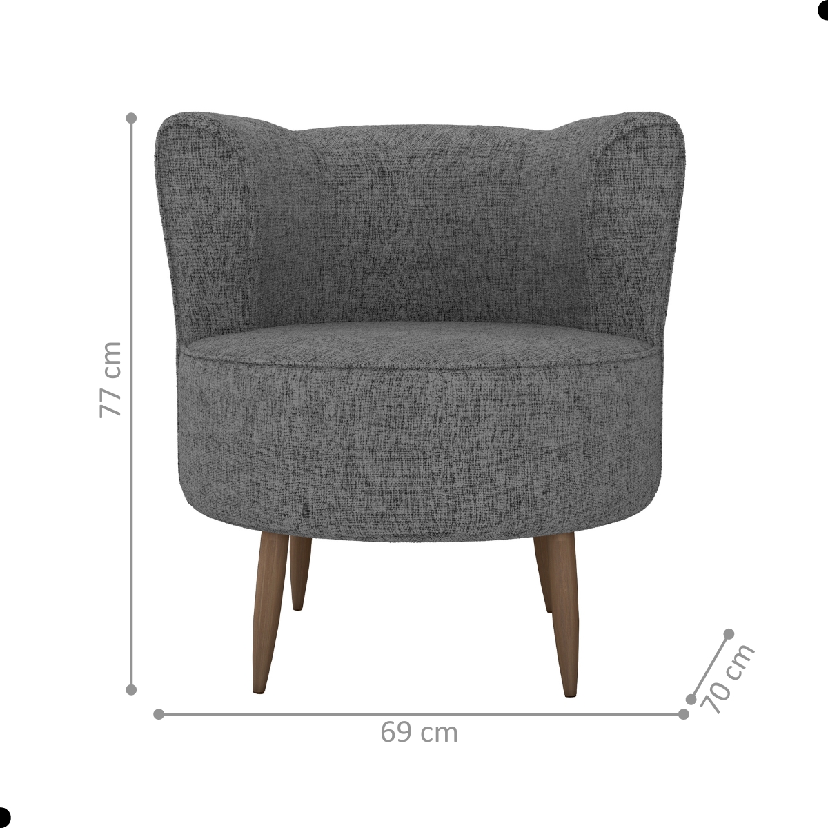 Poltrona Decorativa para Sala Ariel  Linho Chumbo