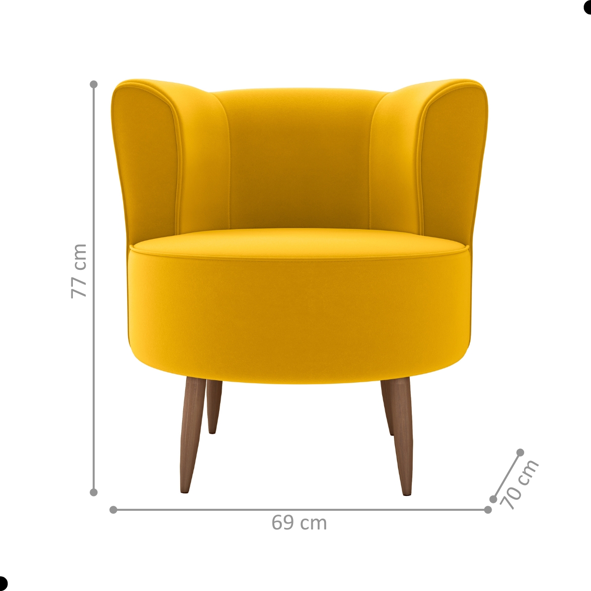 Poltrona Decorativa para Sala Ariel  Veludo Amarelo