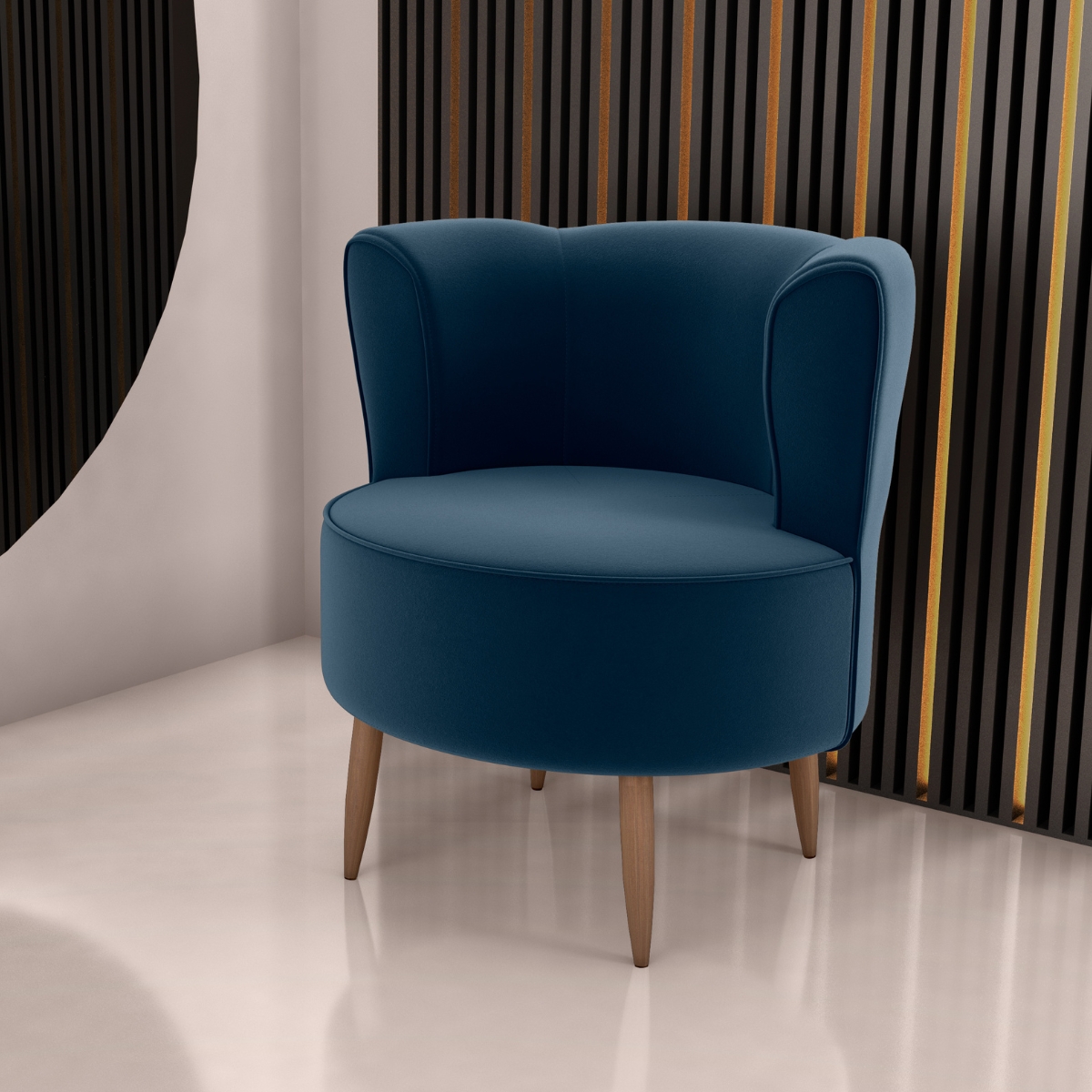 Poltrona Decorativa para Sala Ariel  Veludo Azul