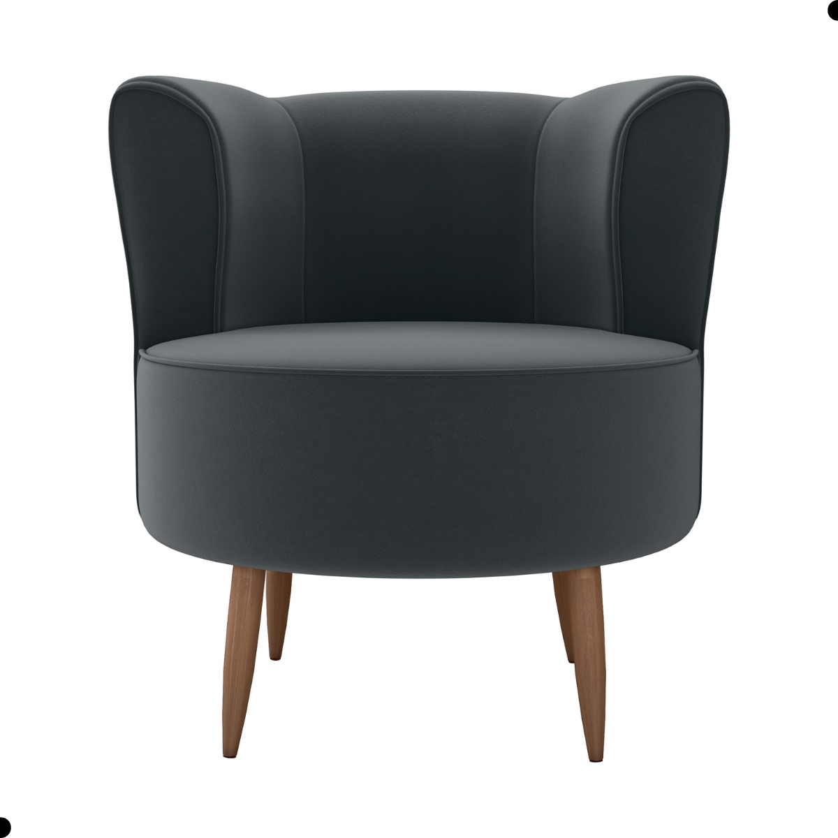 Poltrona Decorativa para Sala Ariel  Veludo Cinza