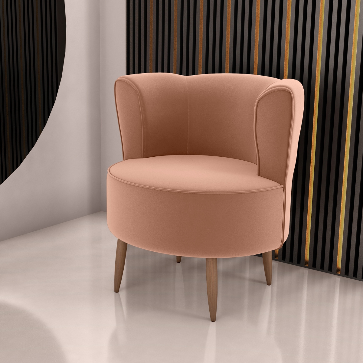 Poltrona Decorativa para Sala Ariel  Veludo Ferrugem