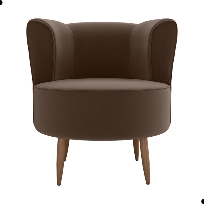 Poltrona Decorativa para Sala Ariel  Veludo Marrom