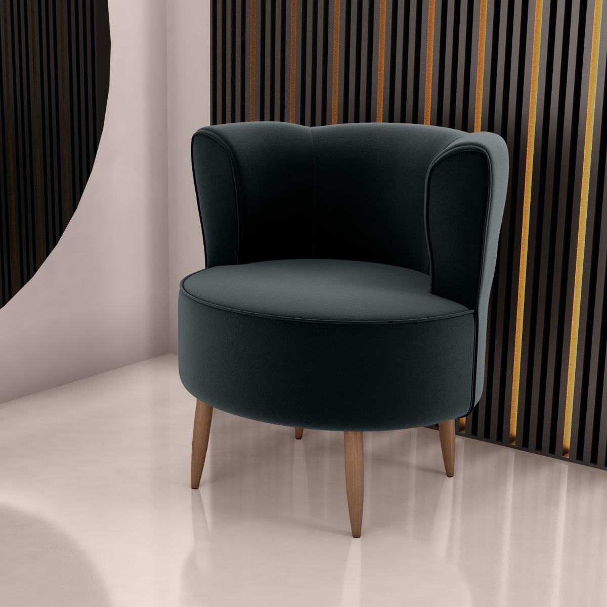 Poltrona Decorativa para Sala Ariel  Veludo Preto