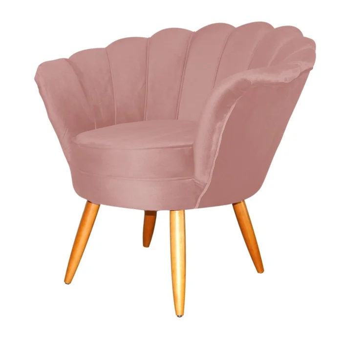 Poltrona Decorativa para Sala Ariel  Veludo Rose