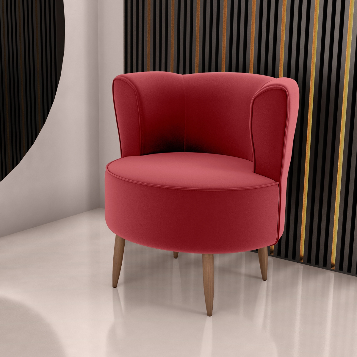 Poltrona Decorativa para Sala Ariel  Veludo Vinho