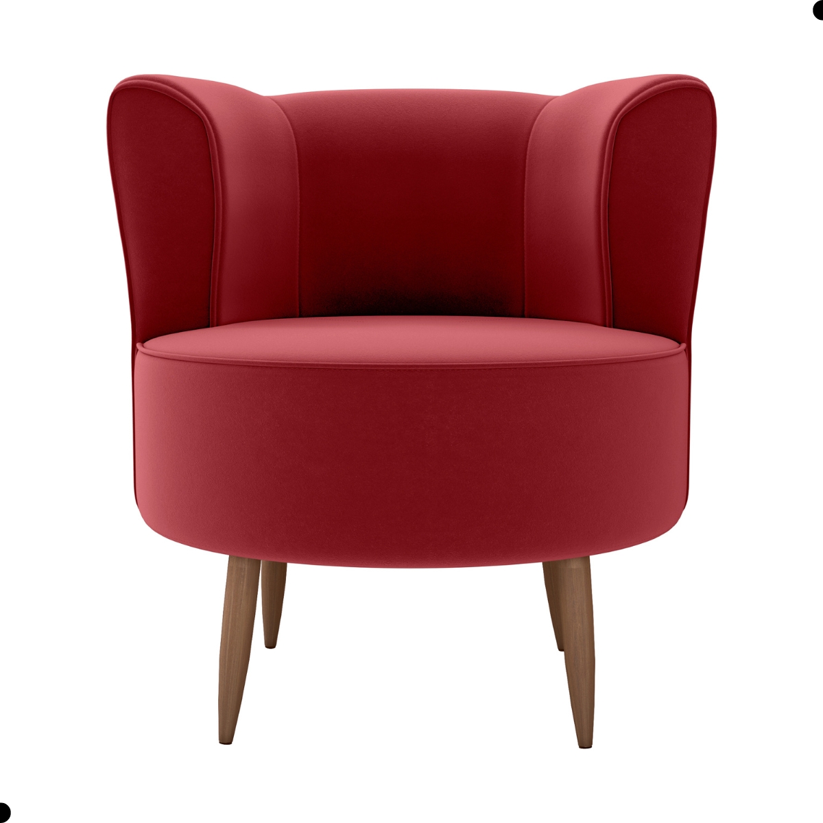 Poltrona Decorativa para Sala Ariel  Veludo Vinho