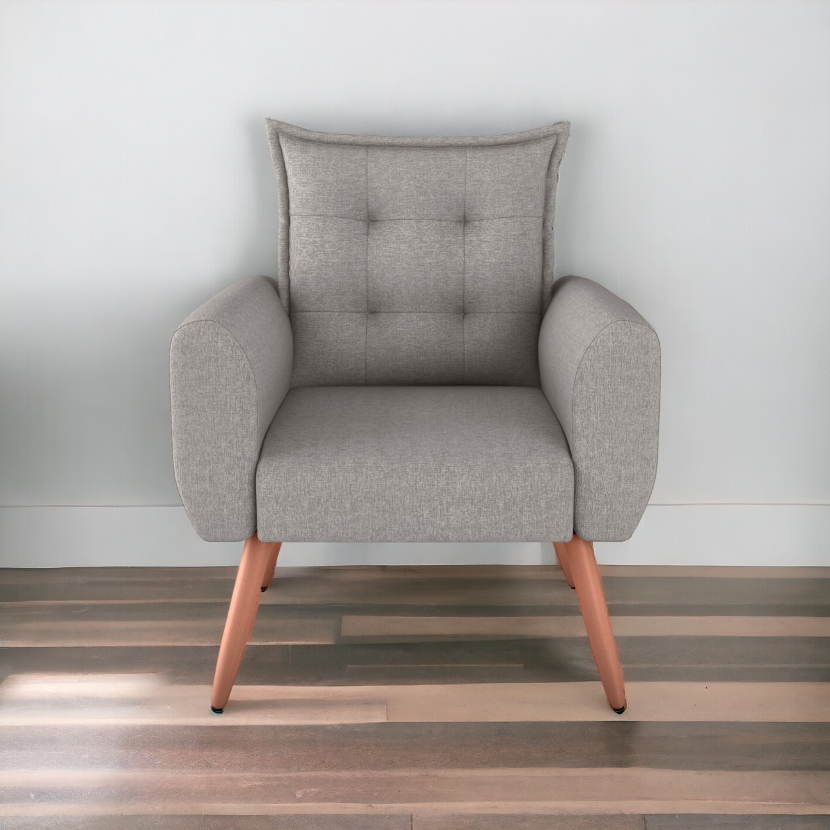 Poltrona Decorativa para Sala Ravi Linho Cinza 