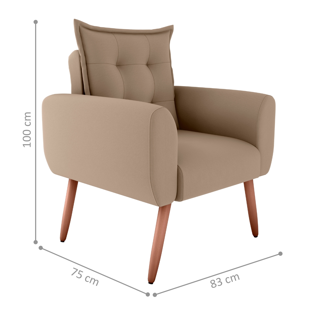 Poltrona Decorativa para Sala Ravi Suede Bege