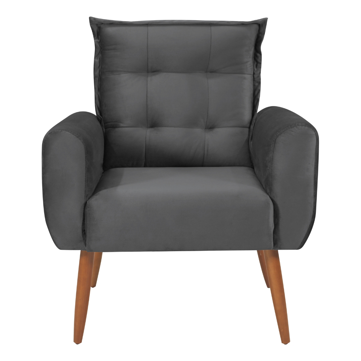 Poltrona Decorativa para Sala Ravi Veludo Cinza