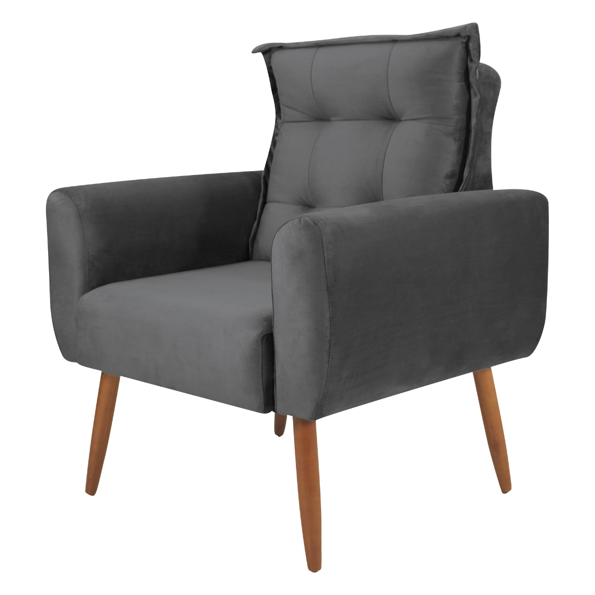 Poltrona Decorativa para Sala Ravi Veludo Cinza