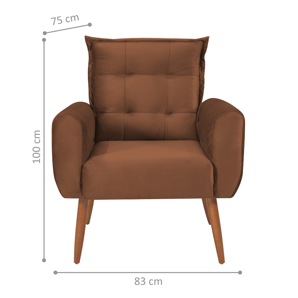 Poltrona Decorativa para Sala Ravi Veludo Ferrugem