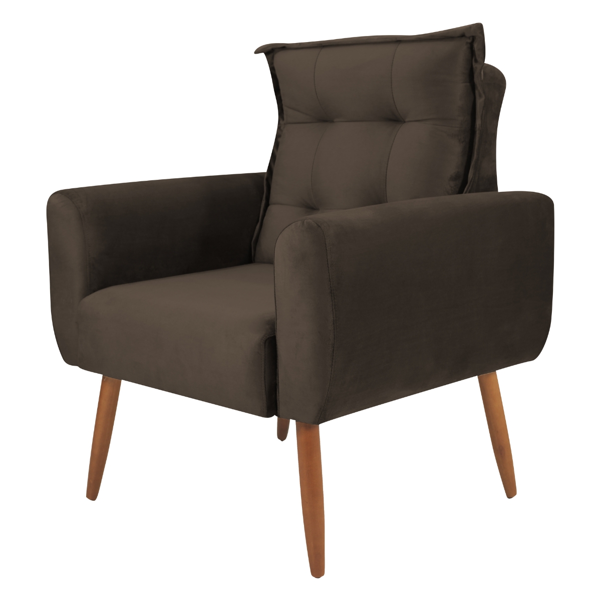 Poltrona Decorativa para Sala Ravi Veludo Marrom