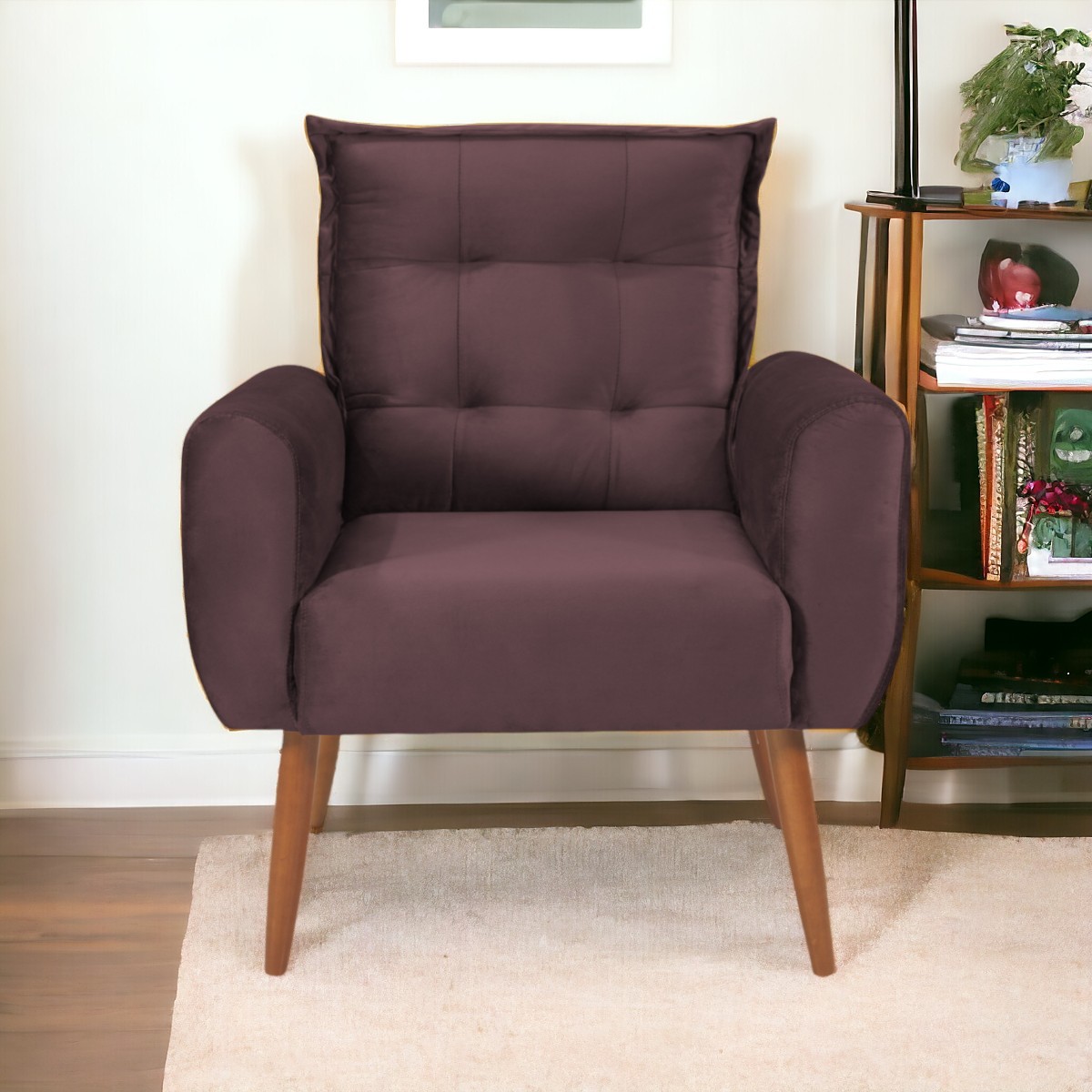 Poltrona Decorativa para Sala Ravi Veludo Rosê