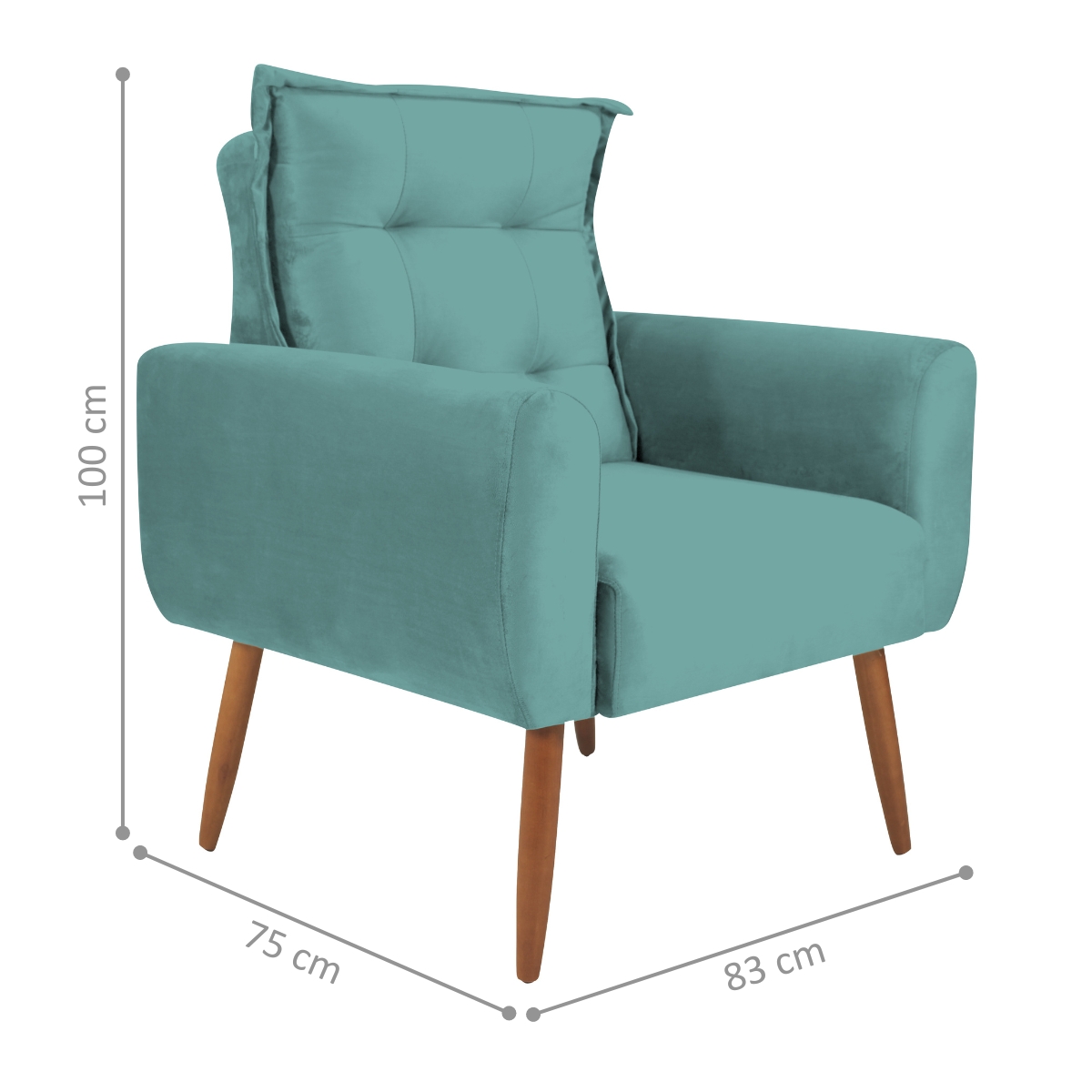 Poltrona Decorativa para Sala Ravi Veludo Verde Menta