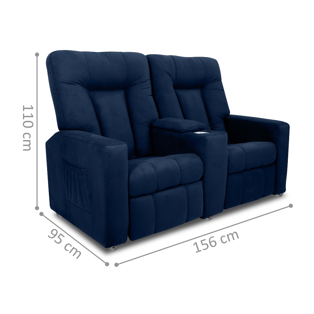 Poltrona Reclinável 2 Lugares Kassel  Veludo Light Azul