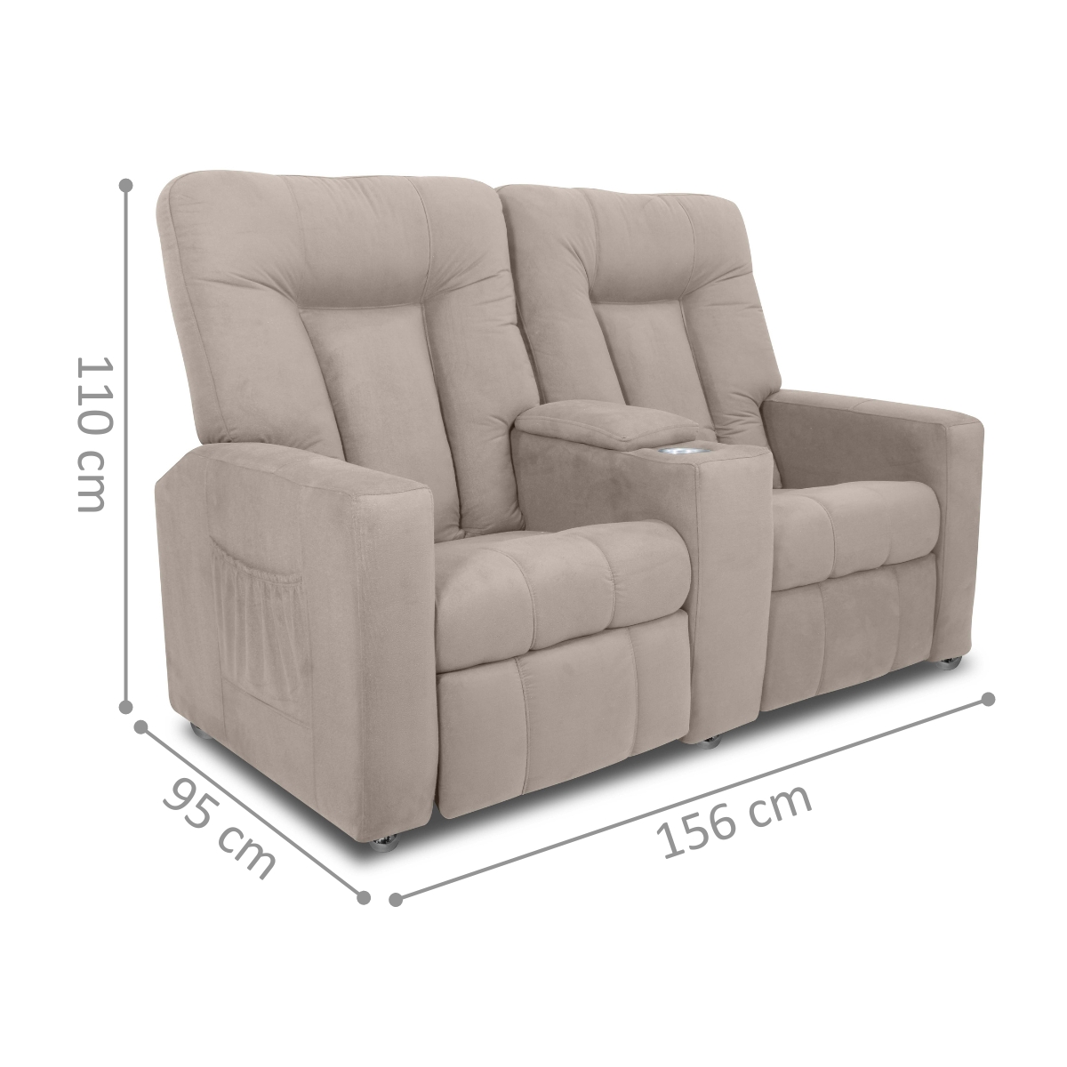 Poltrona Reclinável 2 Lugares Kassel  Veludo Light Bege