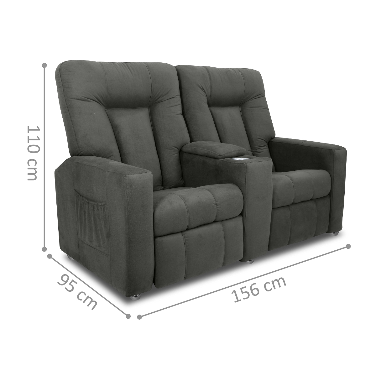 Poltrona Reclinável 2 Lugares Kassel  Veludo Light Cinza