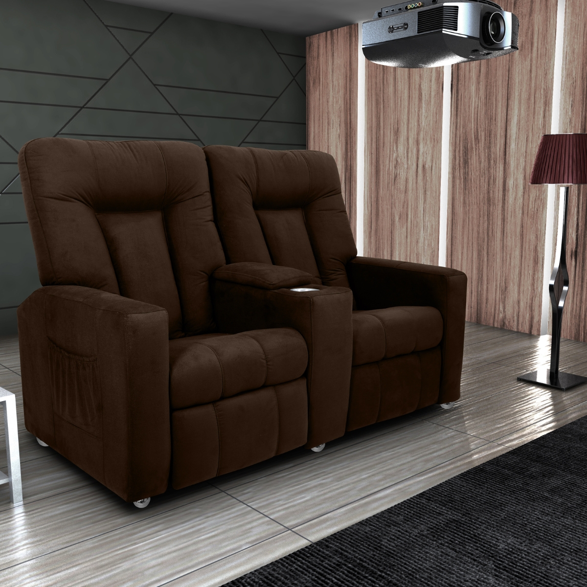 Poltrona Reclinável 2 Lugares Kassel  Veludo Light Marrom