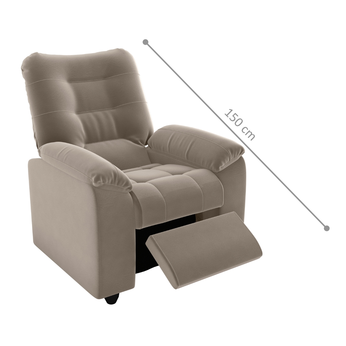 Poltrona Reclinável Almofadada Ripon Veludo Cappuccino