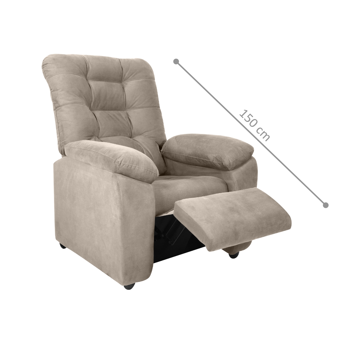 Poltrona Reclinável Almofadada Ripon Veludo Light Bege