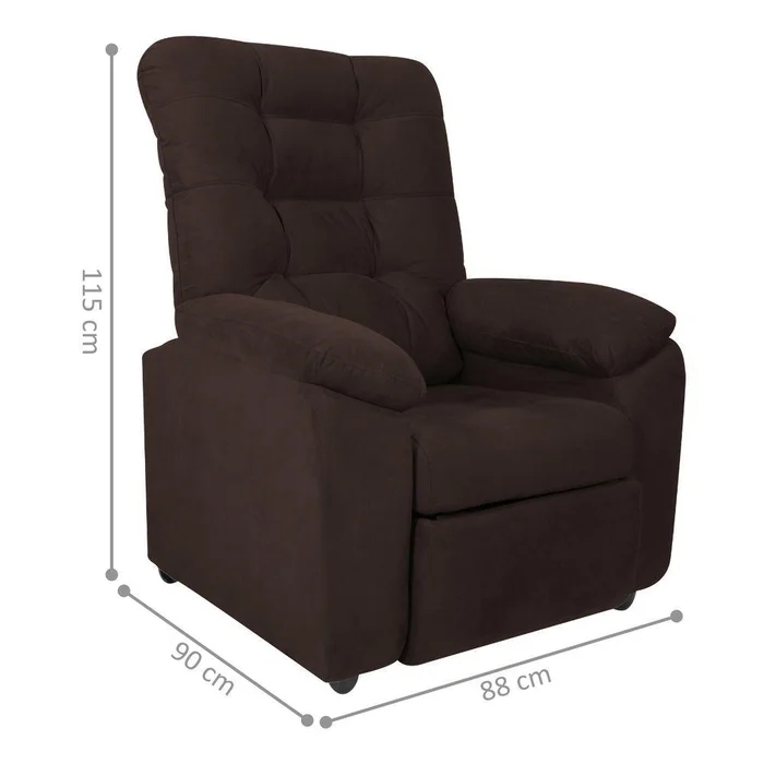 Poltrona Reclinável Almofadada Ripon Veludo Light Marrom