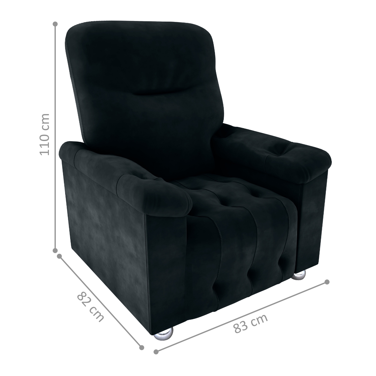 Poltrona Reclinável York Veludo Inca Preto