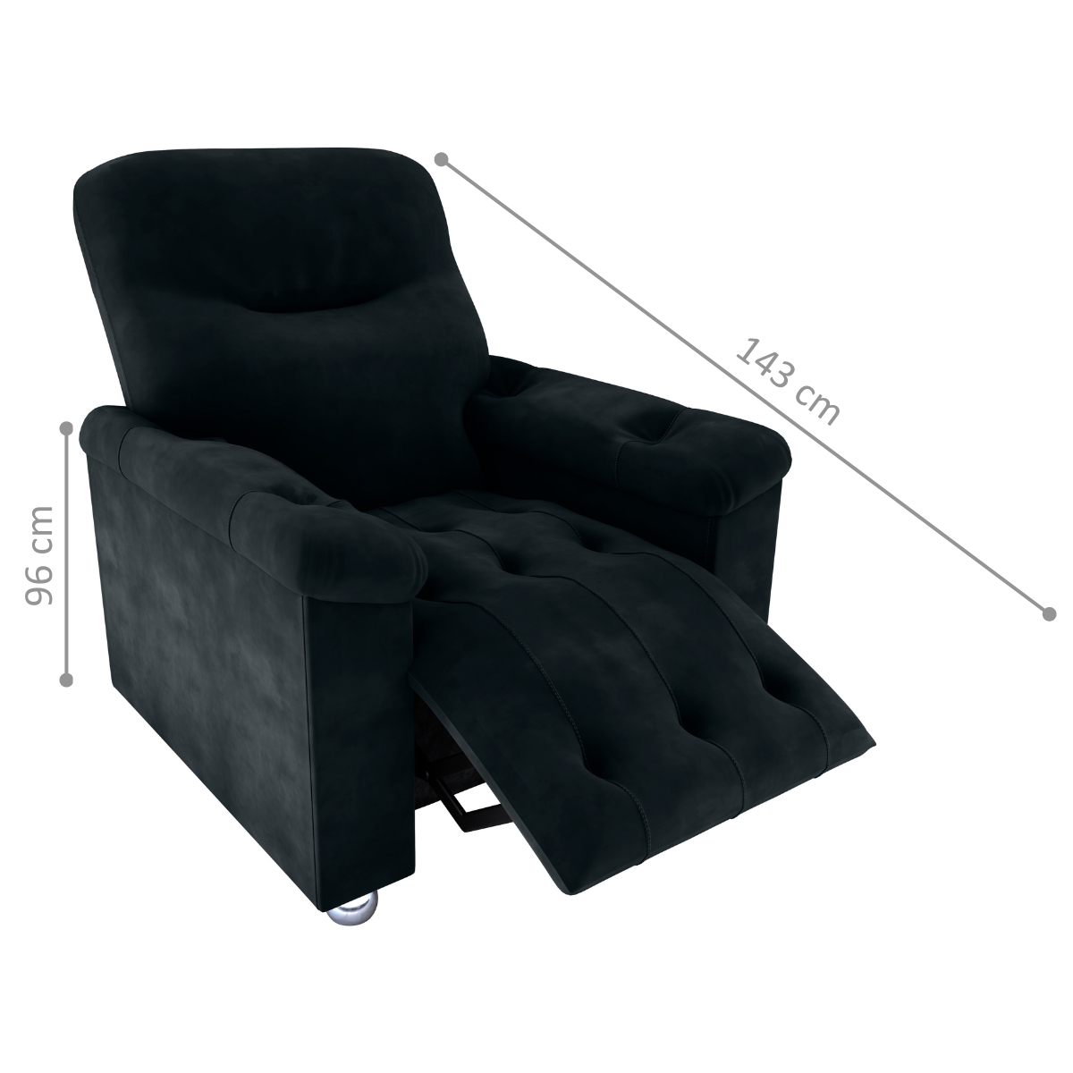 Poltrona Reclinável York Veludo Inca Preto
