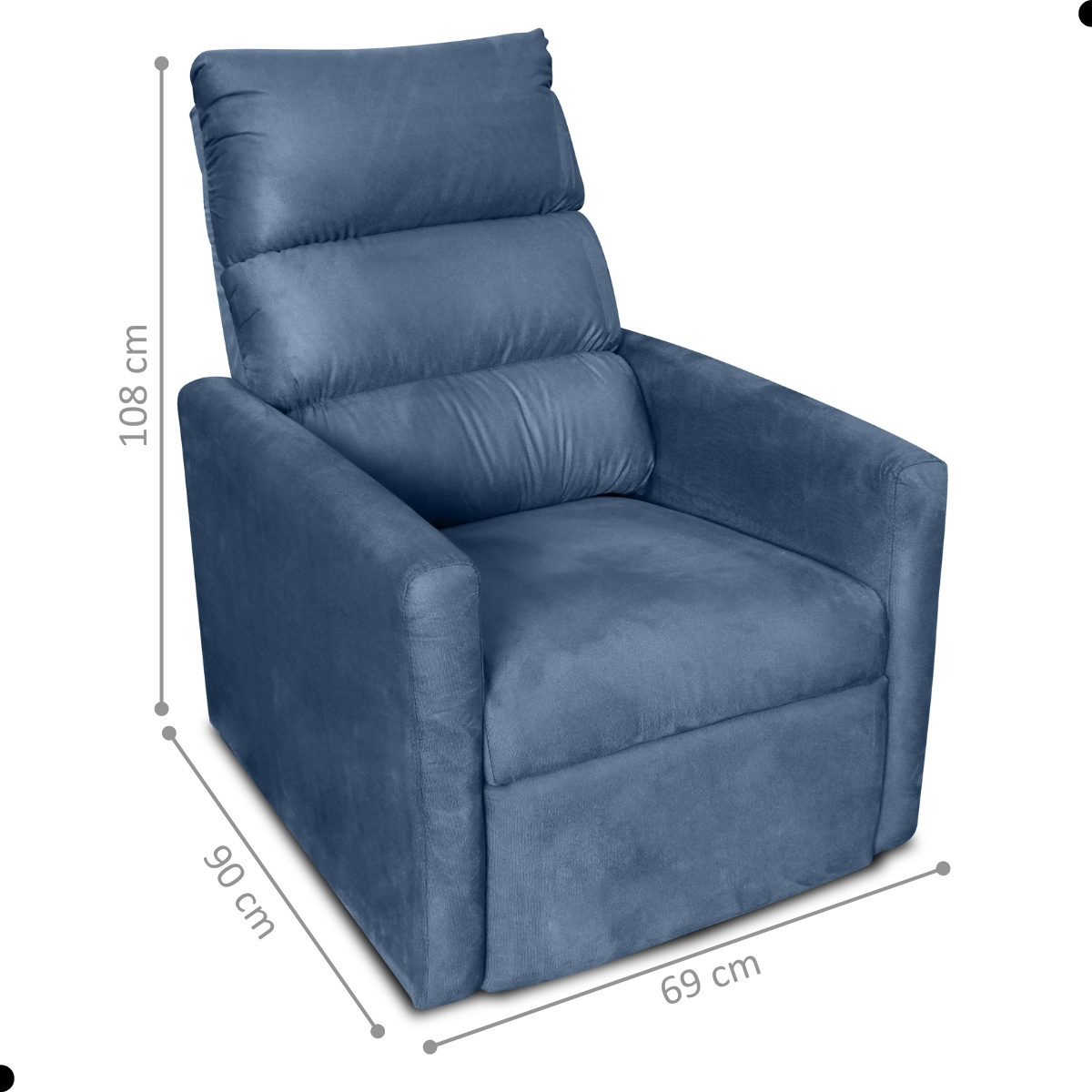 Poltrona Reclinável do Papai Taty Suede Azul