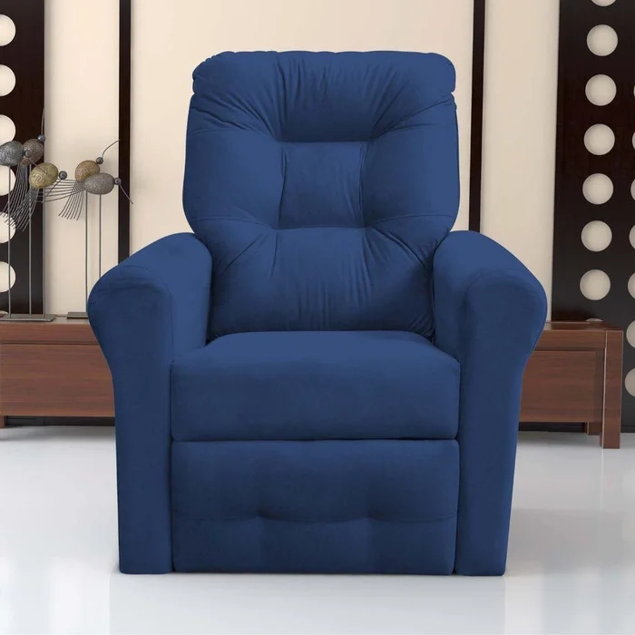 Poltrona Reclinável para Descanso Guaíra Suede Azul