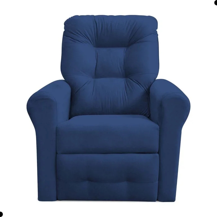 Poltrona Reclinável para Descanso Guaíra Suede Azul