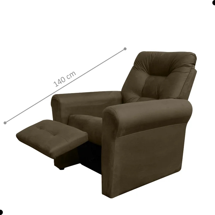 Poltrona Reclinável para Descanso Guaíra Suede Cappuccino