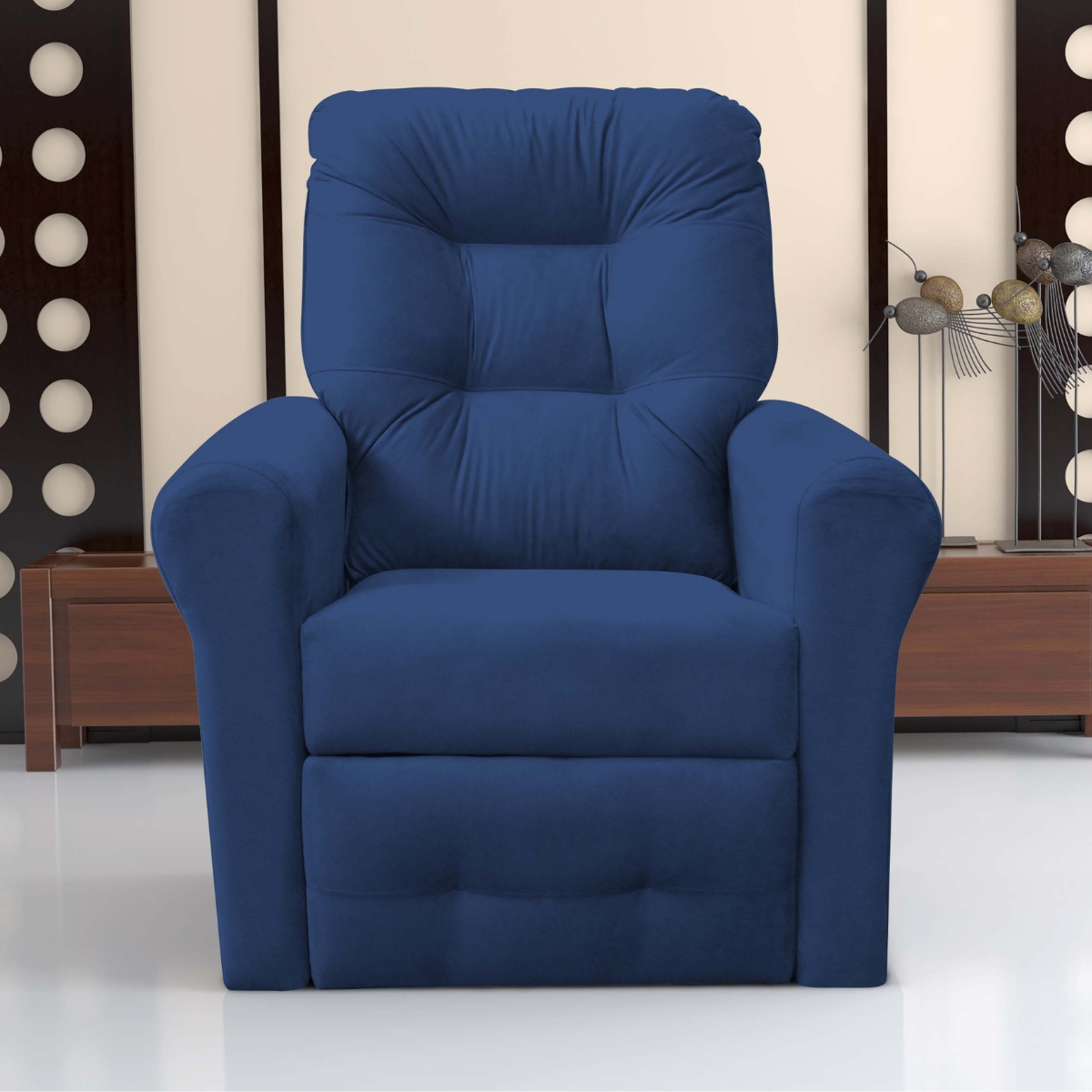 Poltrona Reclinável para Descanso Thalia Suede Azul