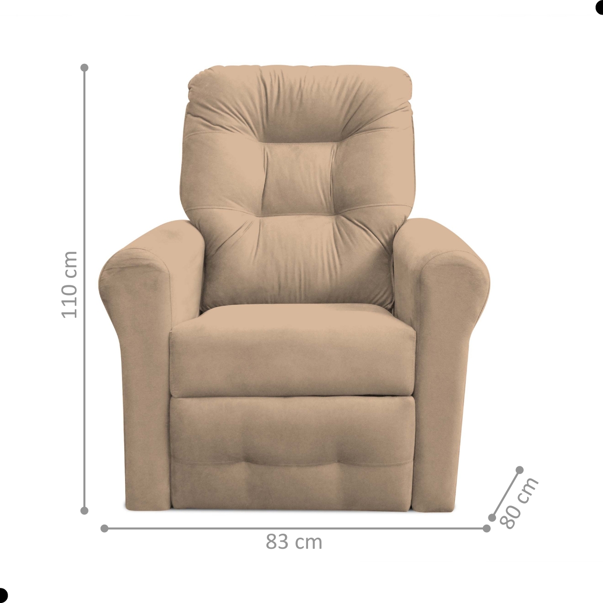 Poltrona Reclinável para Descanso Thalia Suede Bege