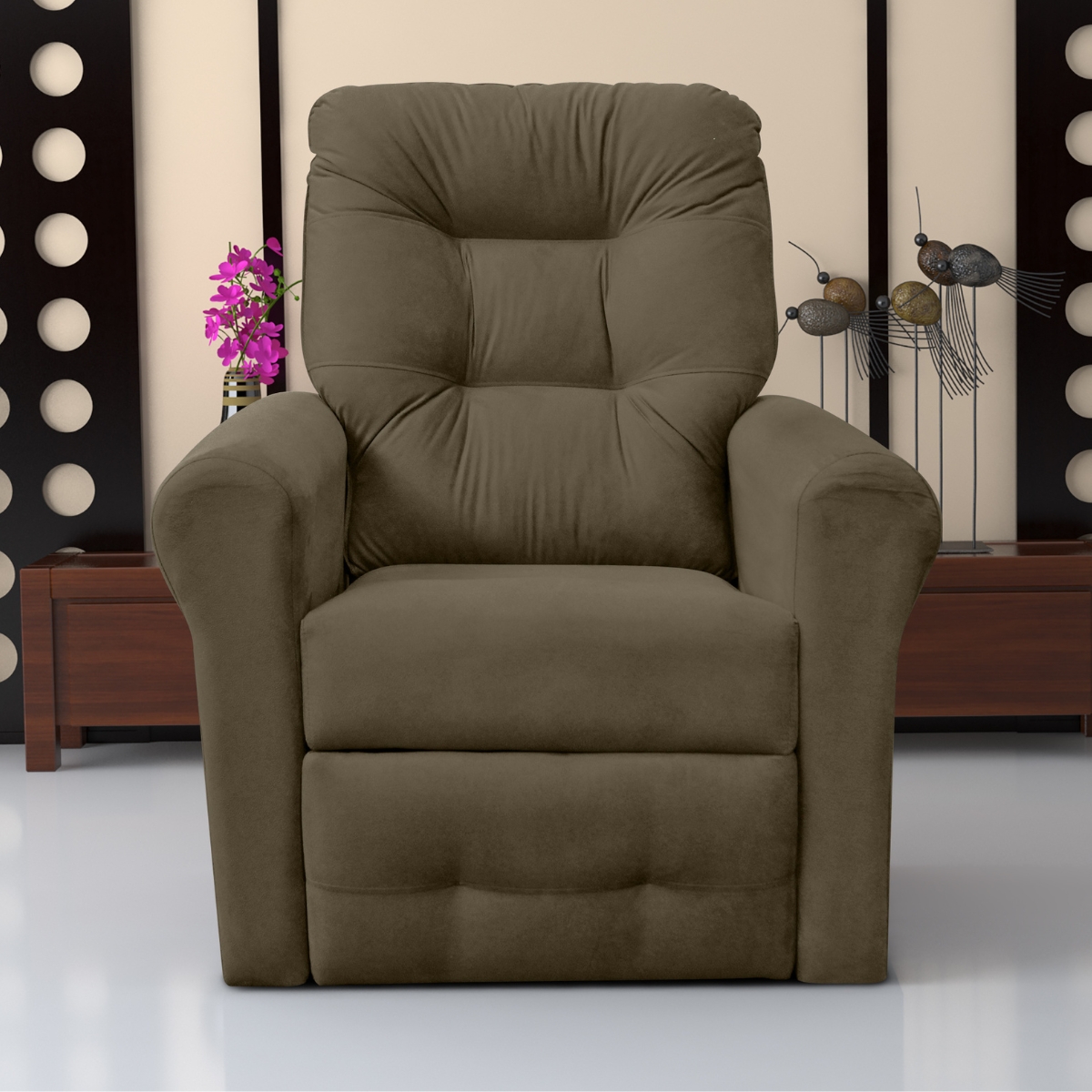 Poltrona Reclinável para Descanso Thalia Suede Cappuccino