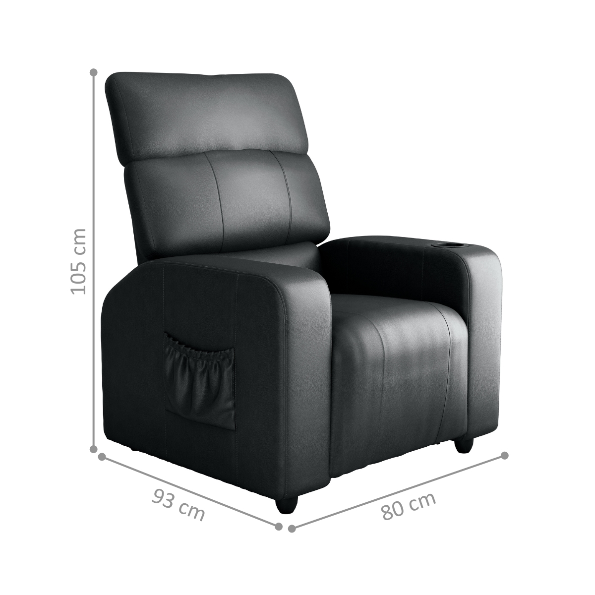 Poltrona Reclinável para Sala Hull Sintetico Preto