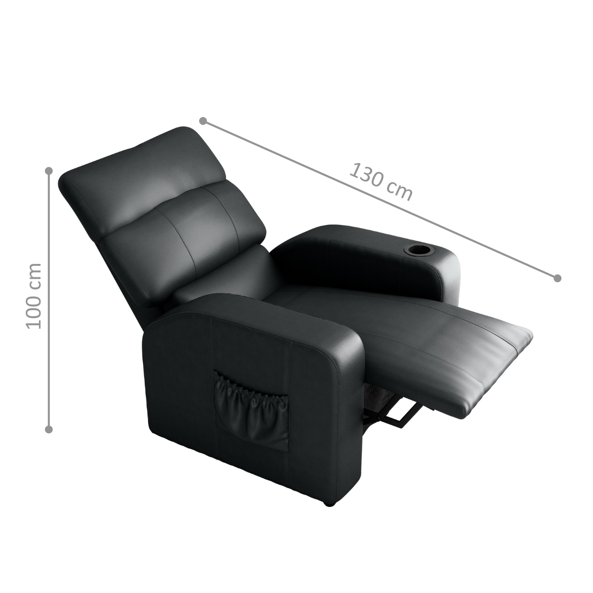 Poltrona Reclinável para Sala Hull Sintetico Preto