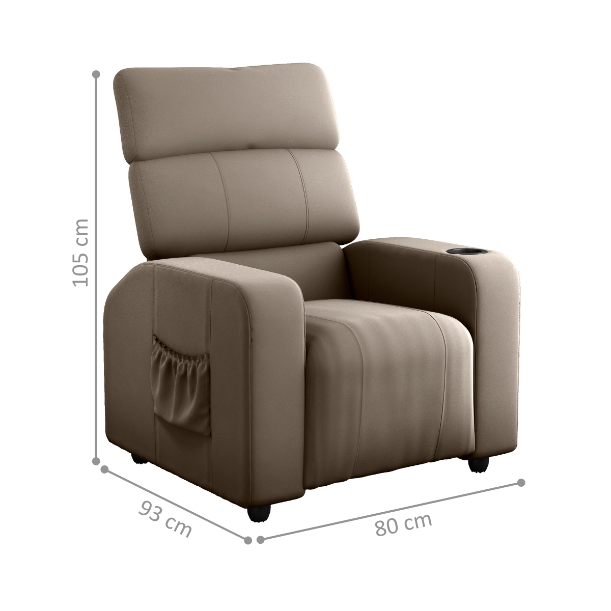 Poltrona Reclinável para Sala Hull Veludo Cappuccino
