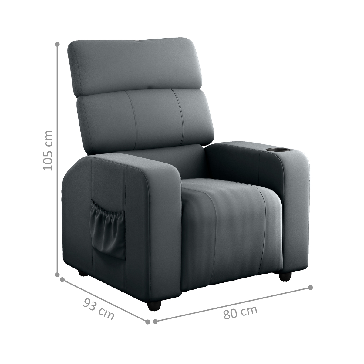 Poltrona Reclinável para Sala Hull Veludo Cinza