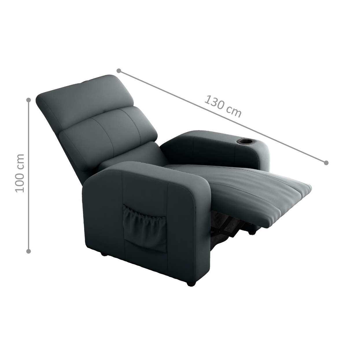 Poltrona Reclinável para Sala Hull Veludo Cinza