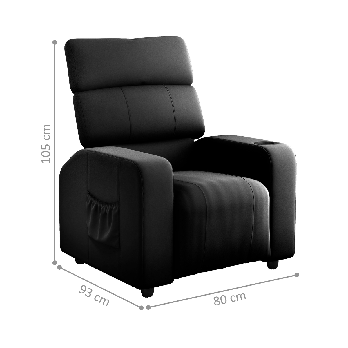 Poltrona Reclinável para Sala Hull Veludo Inca Preto