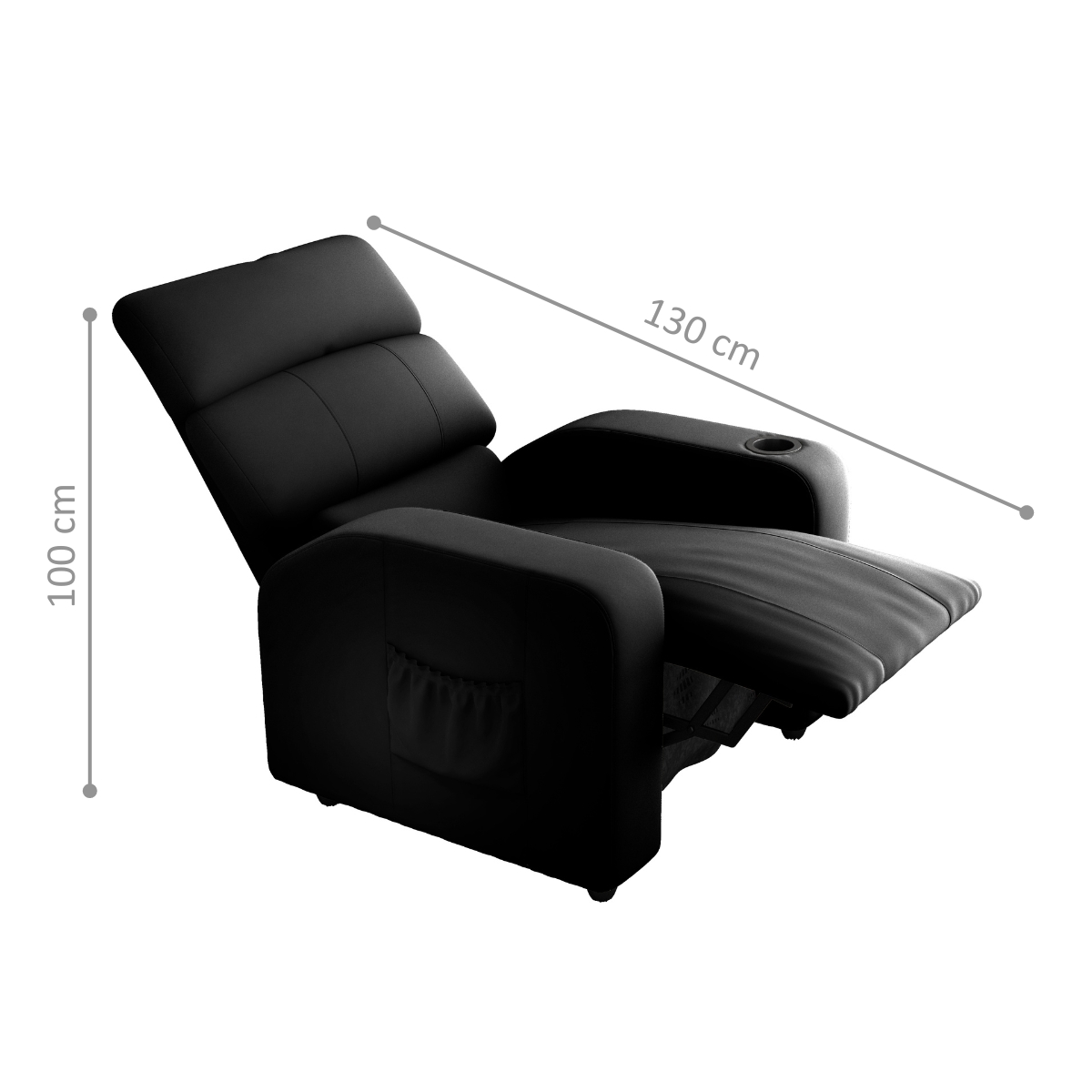 Poltrona Reclinável para Sala Hull Veludo Inca Preto