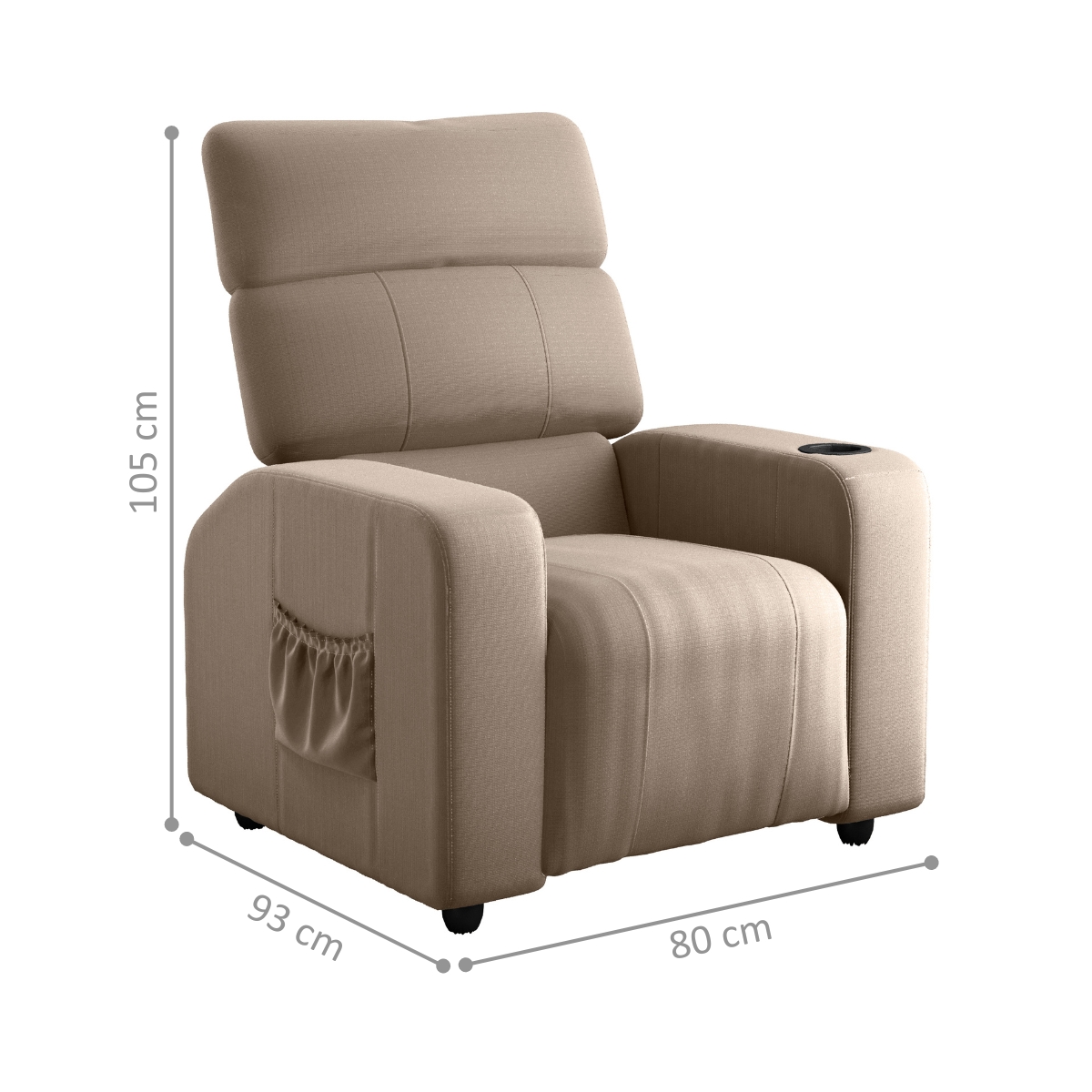 Poltrona Reclinável para Sala Hull Veludo Turkey Cappuccino