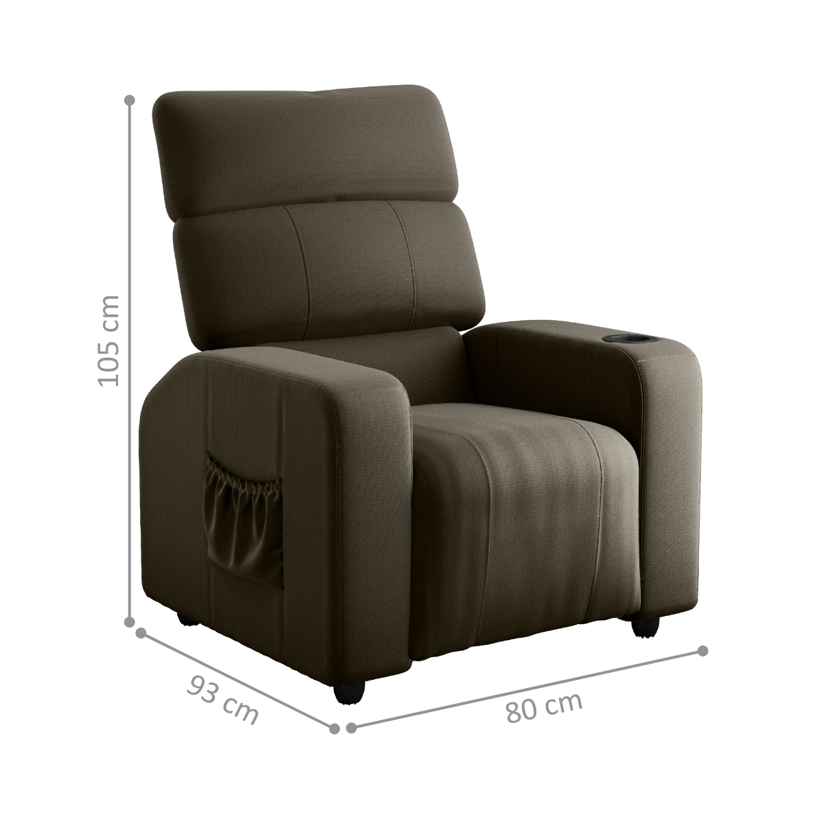 Poltrona Reclinável para Sala Hull Veludo Turkey Marrom