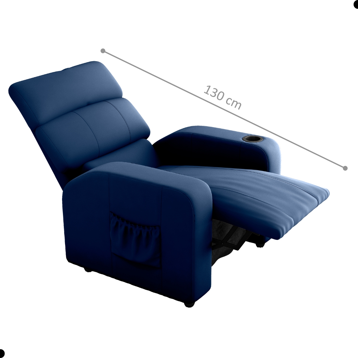 Poltrona Reclinável para Sala Roma Veludo Azul