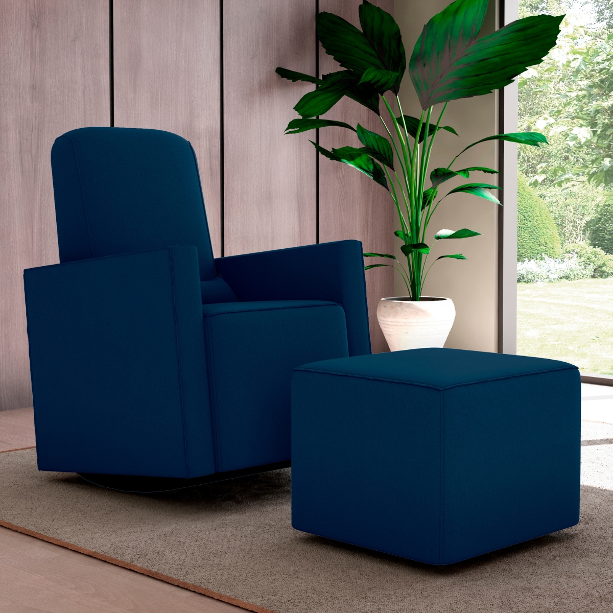 Poltrona para Amamentação com Puff León Suede Azul